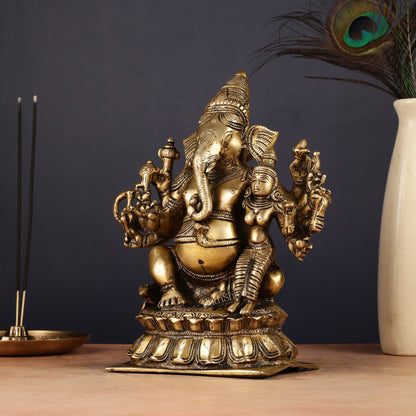 Maha Ganapati uchista Shakti Ganesha Brass Statue 9"