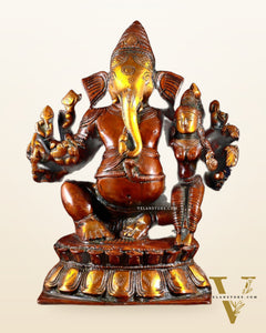 Maha Ganapati uchista Shakti Ganesha Brass Statue 9" dual tone