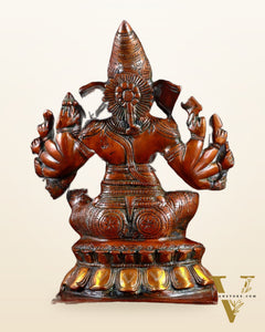 Maha Ganapati uchista Shakti Ganesha Brass Statue 9" dual tone