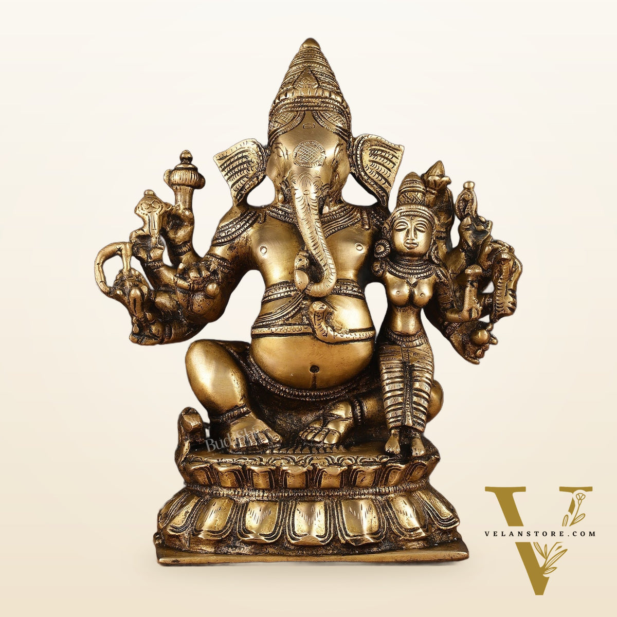 Maha Ganapati uchista Shakti Ganesha Brass Statue 9"