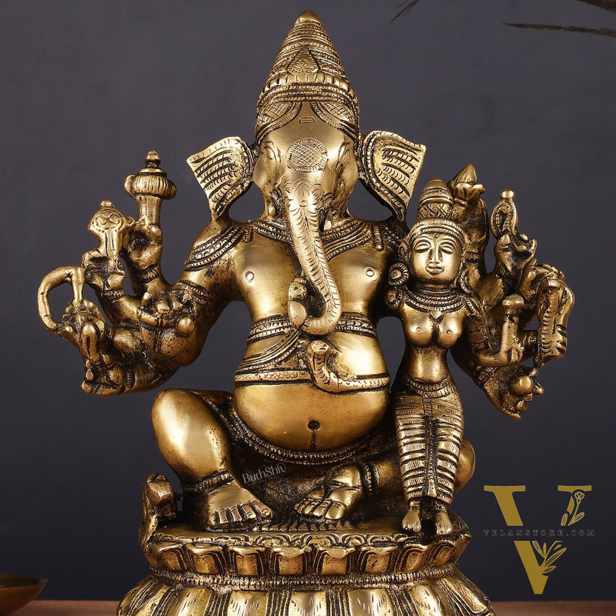 Maha Ganapati uchista Shakti Ganesha Brass Statue 9"