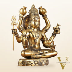 Mahamrityunjaya with six arms Pure Brass Superfine Shiva Statue 14 inch