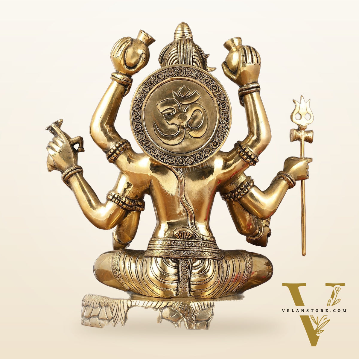 Mahamrityunjaya with six arms Pure Brass Superfine Shiva Statue 14 inch