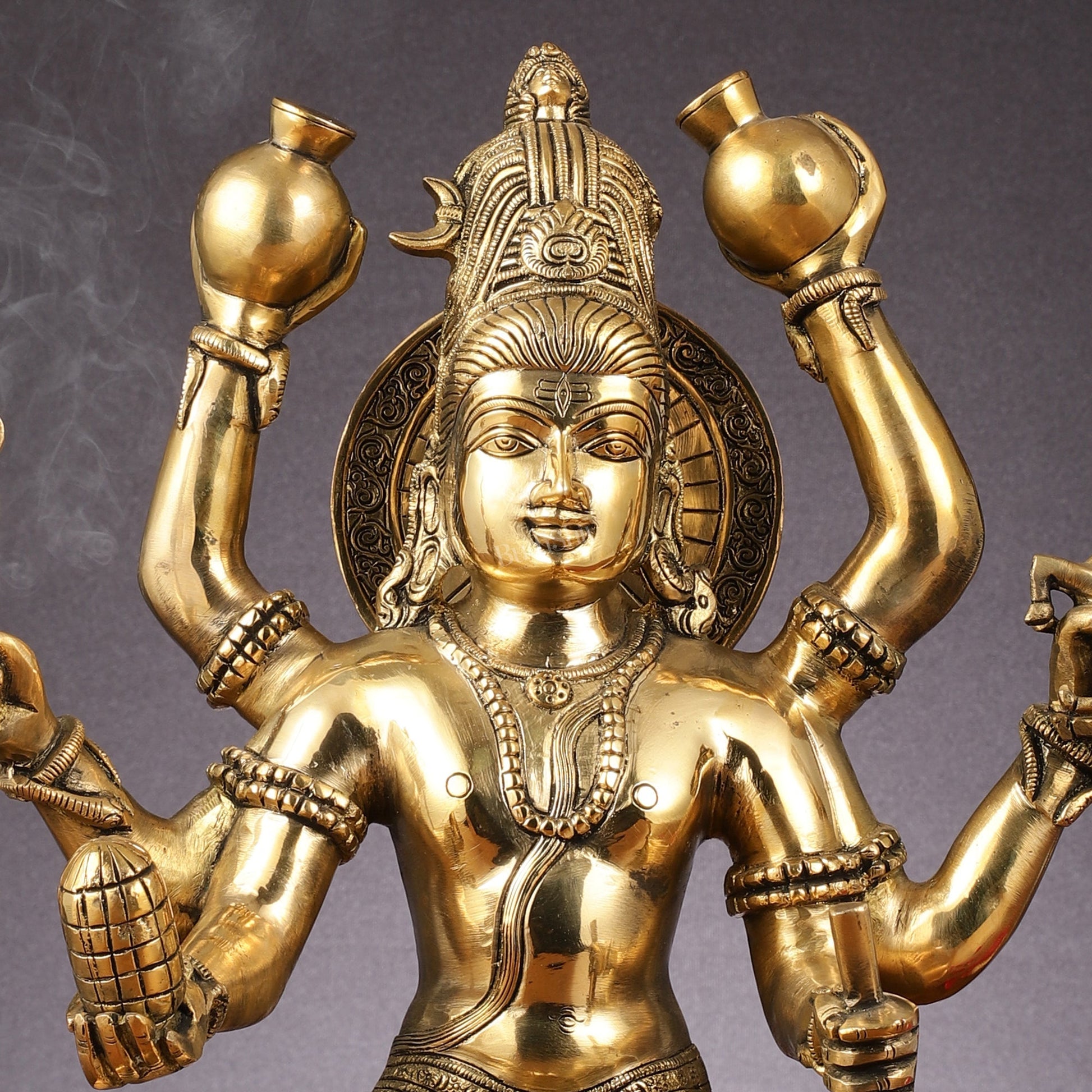 Mahamrityunjaya with six arms Pure Brass Superfine Shiva Statue 14 inch