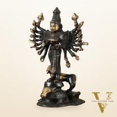 Mahisasur Mardini Durga Brass Idol 10" black gold