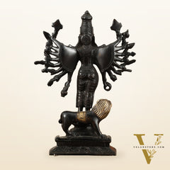 Mahisasur Mardini Durga Brass Idol 10" black gold