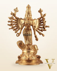 Mahisasur Mardini Durga Brass Idol 10" enhanced carvings