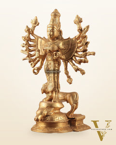 Mahisasur Mardini Durga Brass Idol 10" enhanced carvings
