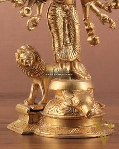 Mahisasur Mardini Durga Brass Idol 10" enhanced carvings