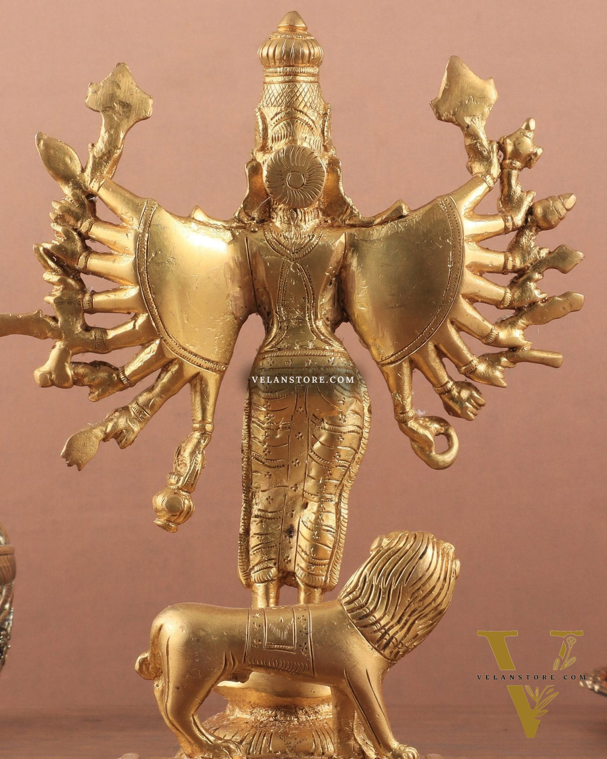 Mahisasur Mardini Durga Brass Idol 10" enhanced carvings