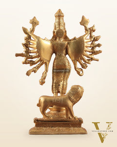 Mahisasur Mardini Durga Brass Idol 10" enhanced carvings