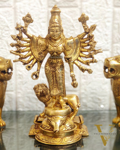 Mahisasur Mardini Durga Brass Idol 10"