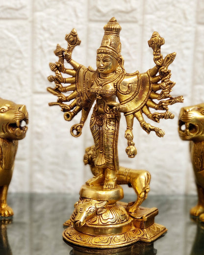 Mahisasur Mardini Durga Brass Idol 10"