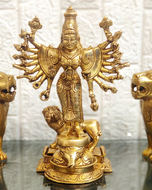 Mahisasur Mardini Durga Brass Idol 10"