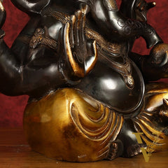 Majestic 15-Inch Pure Brass Ganapati Statue in Black Tone