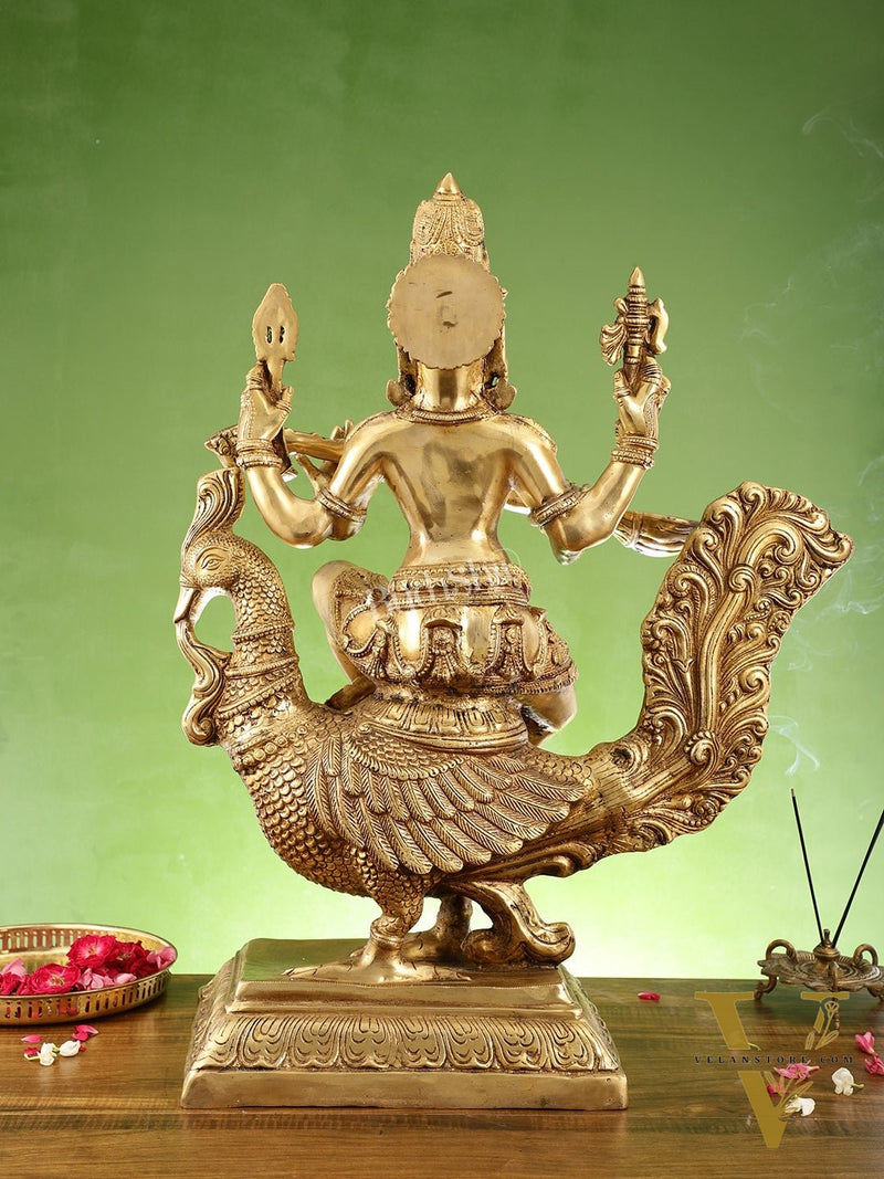 Majestic 30" Tall Brass Goddess Saraswati Statue