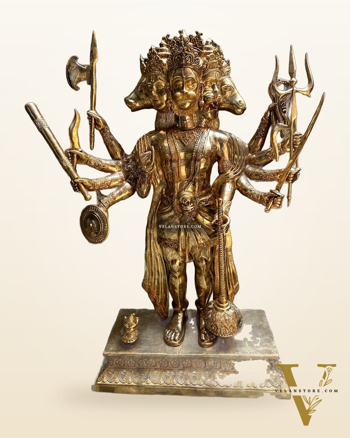 Majestic 75-inch Tall Brass Panchmukhi Hanuman Statue