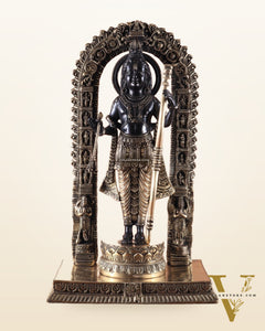 Majestic Ayodhya Ram Lalla Superfine Brass Sculpture - Black Edition, 18.5 Inch