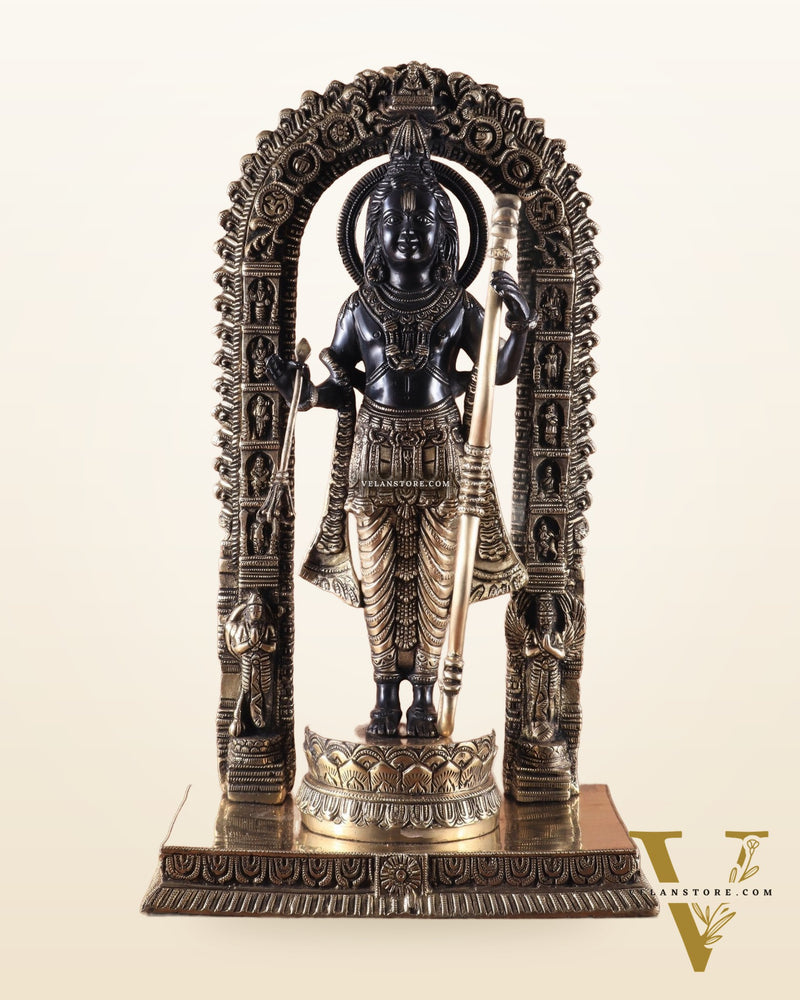 Majestic Ayodhya Ram Lalla Superfine Brass Sculpture - Black Edition, 18.5 Inch