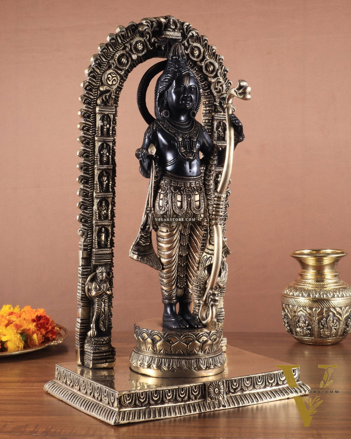Majestic Ayodhya Ram Lalla Superfine Brass Sculpture - Black Edition, 18.5 Inch