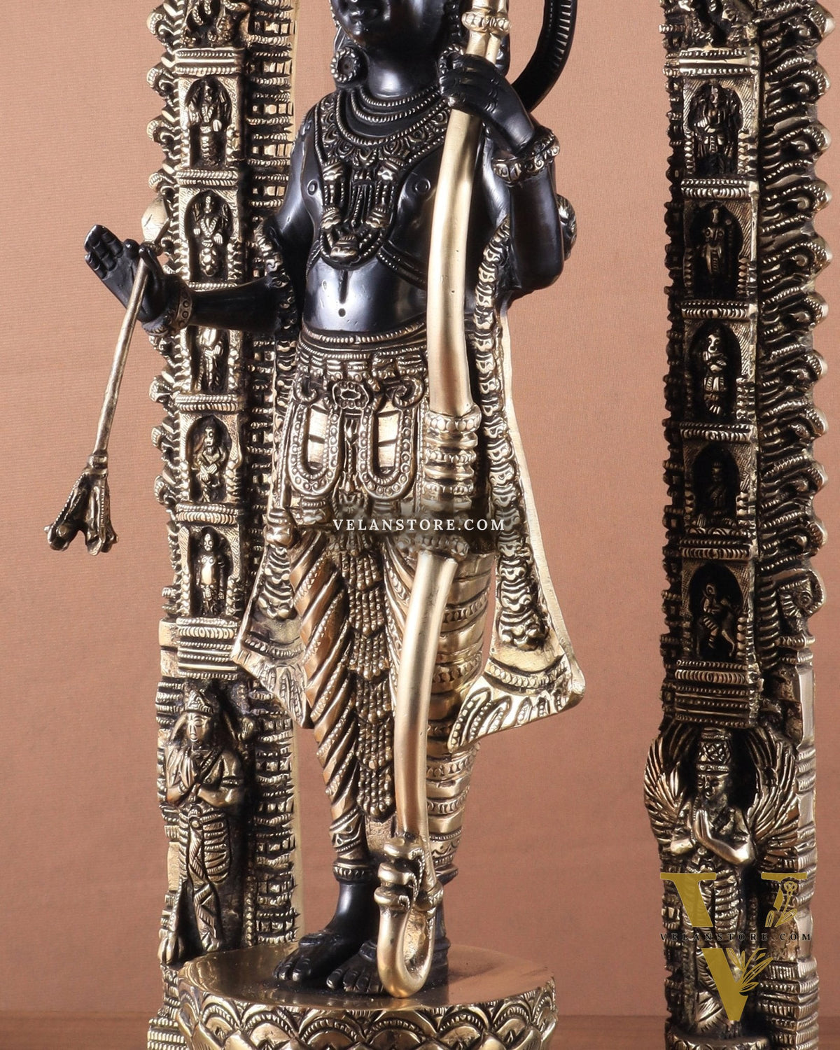 Majestic Ayodhya Ram Lalla Superfine Brass Sculpture - Black Edition, 18.5 Inch