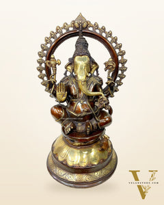 Majestic Brass Ganapati Statue with Arch 27"