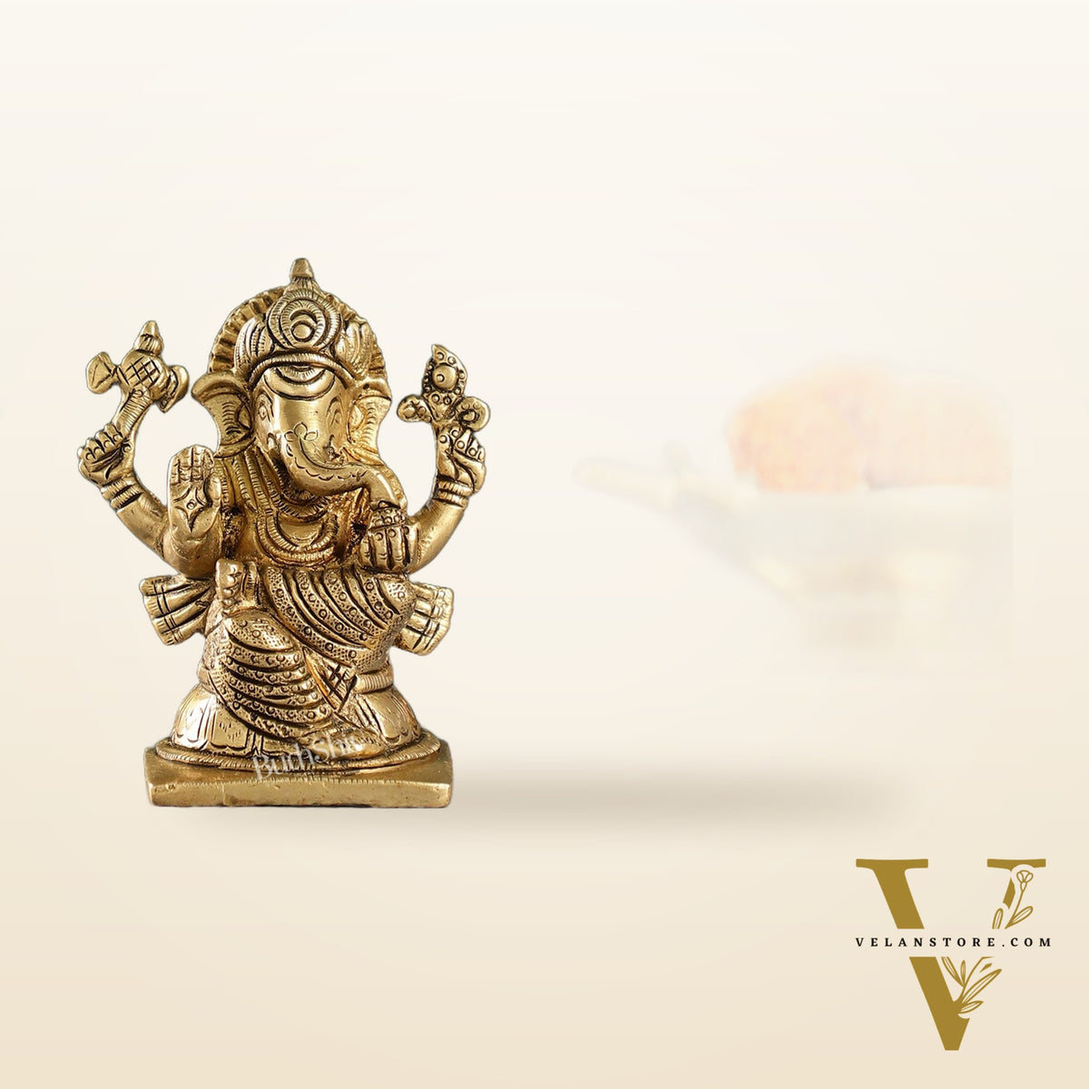Majestic Brass Ganesha Idol | Height 4 inch