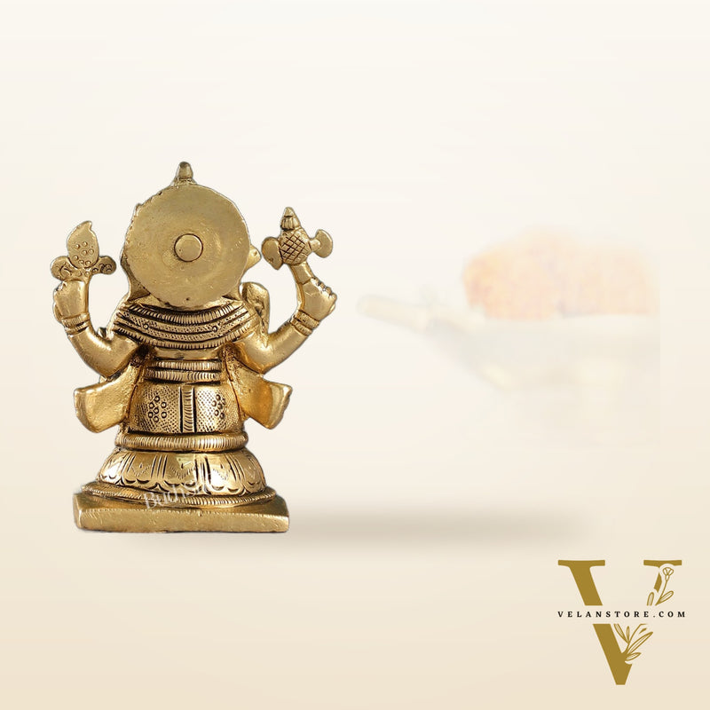 Majestic Brass Ganesha Idol | Height 4 inch