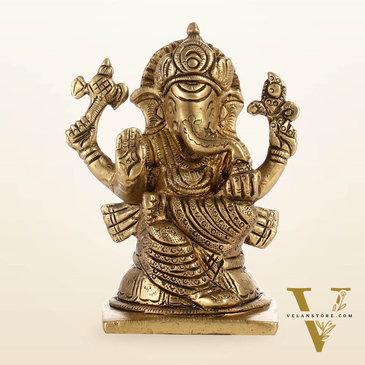 Majestic Brass Ganesha Idol | Height 4 inch