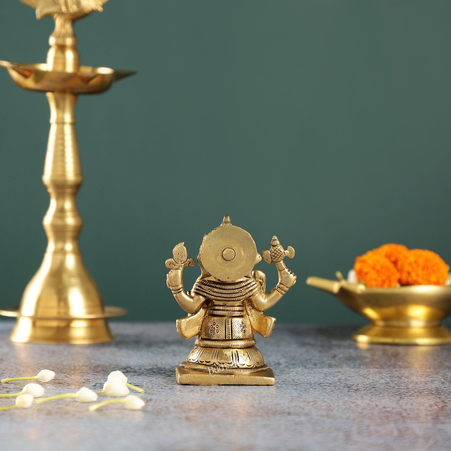 Majestic Brass Ganesha Idol | Height 4 inch