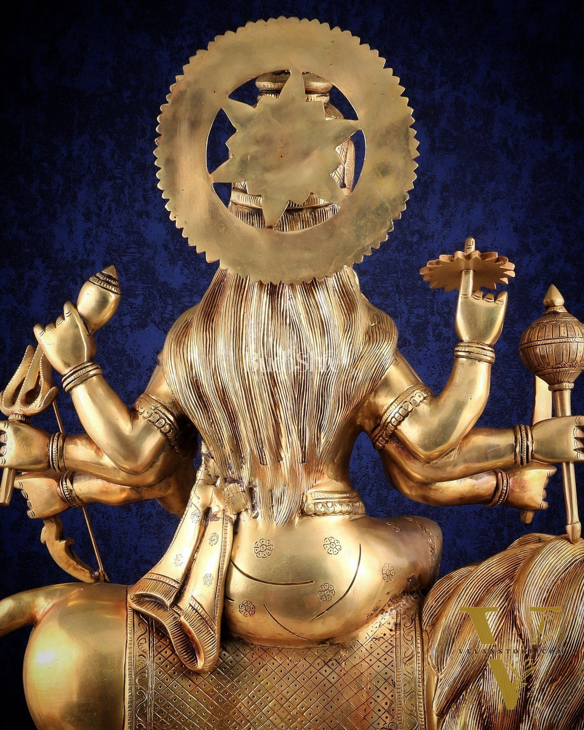 Majestic Brass Goddess Durga Sherawali Mata Idol | 31"