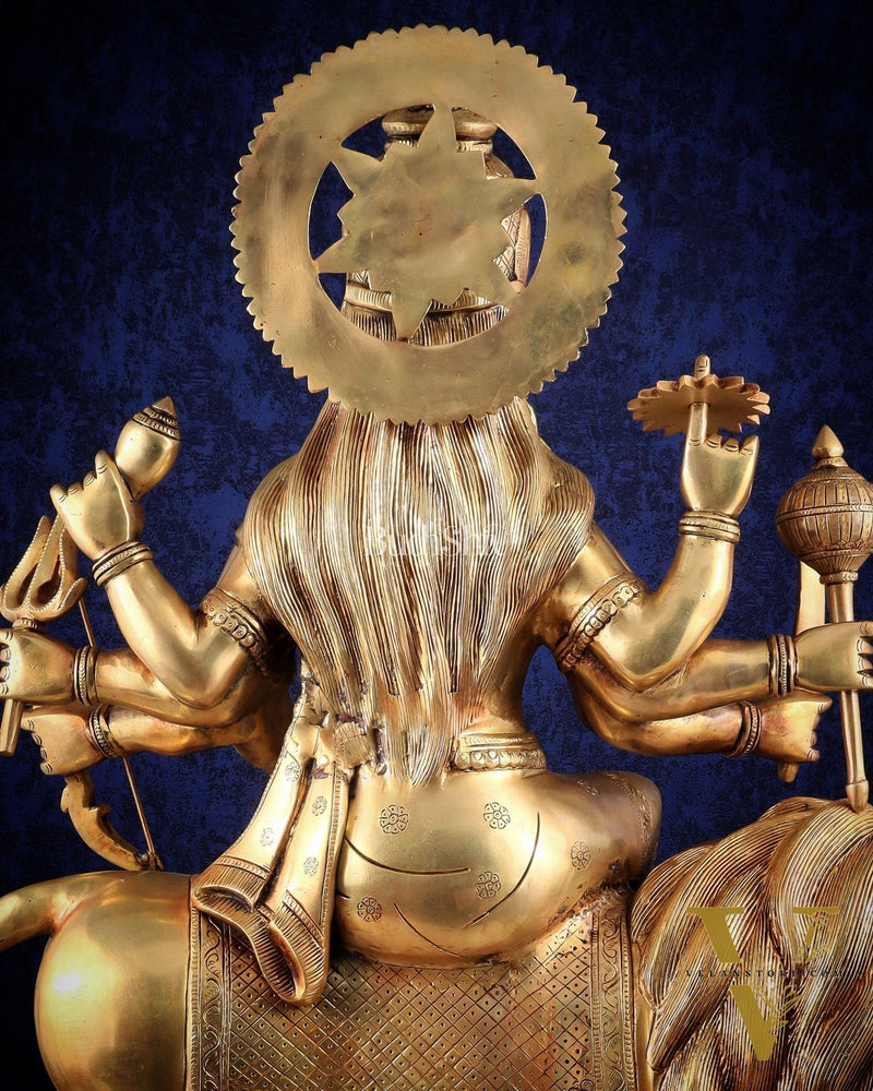 Majestic Brass Goddess Durga Sherawali Mata Idol | 31"