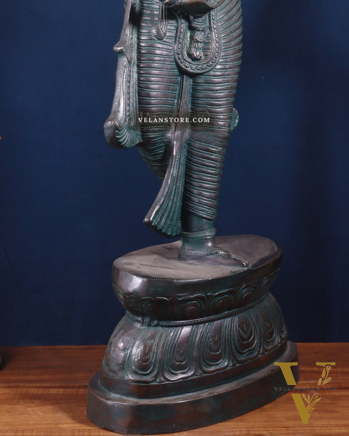 Majestic Brass Lady Holding Parrot Idol – Chola Style, 36 Inch