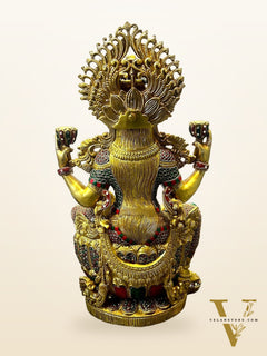 Majestic Brass Large Lakshmi Devi Idol with Meenakari 26"