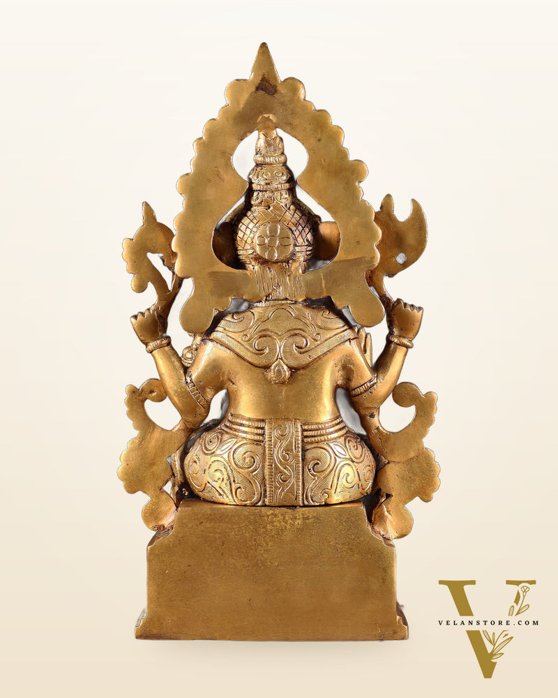 Majestic Brass Lord Ganesha Statue - 12 Inch