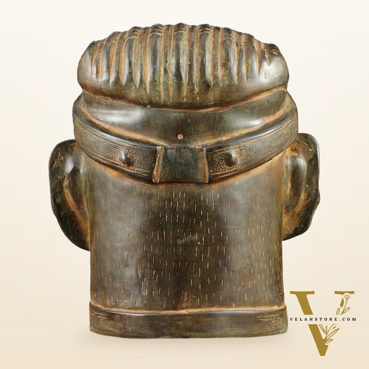 Majestic brass Lord Shiva Face Mukhalingam – Rustic Tone, 11" Height