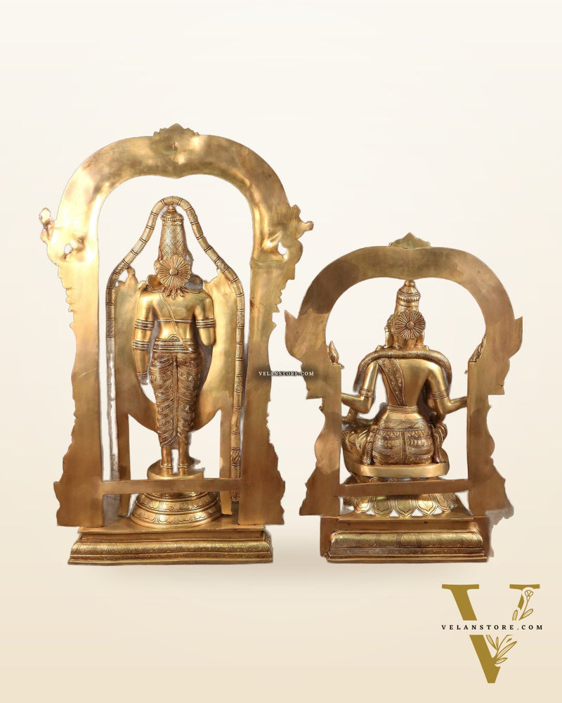 Majestic Brass Lord Venkateshwara & Goddess Padmavathi Statues – Temple Pair 40"