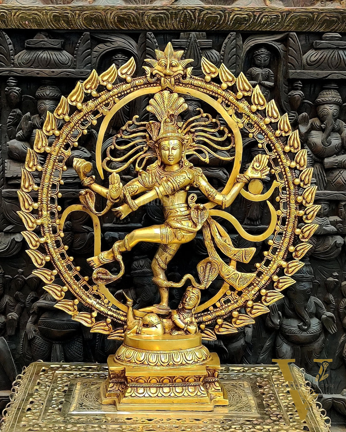 Majestic Brass Nataraja Statue with OM Symbol - 25 Inch Handcrafted Art