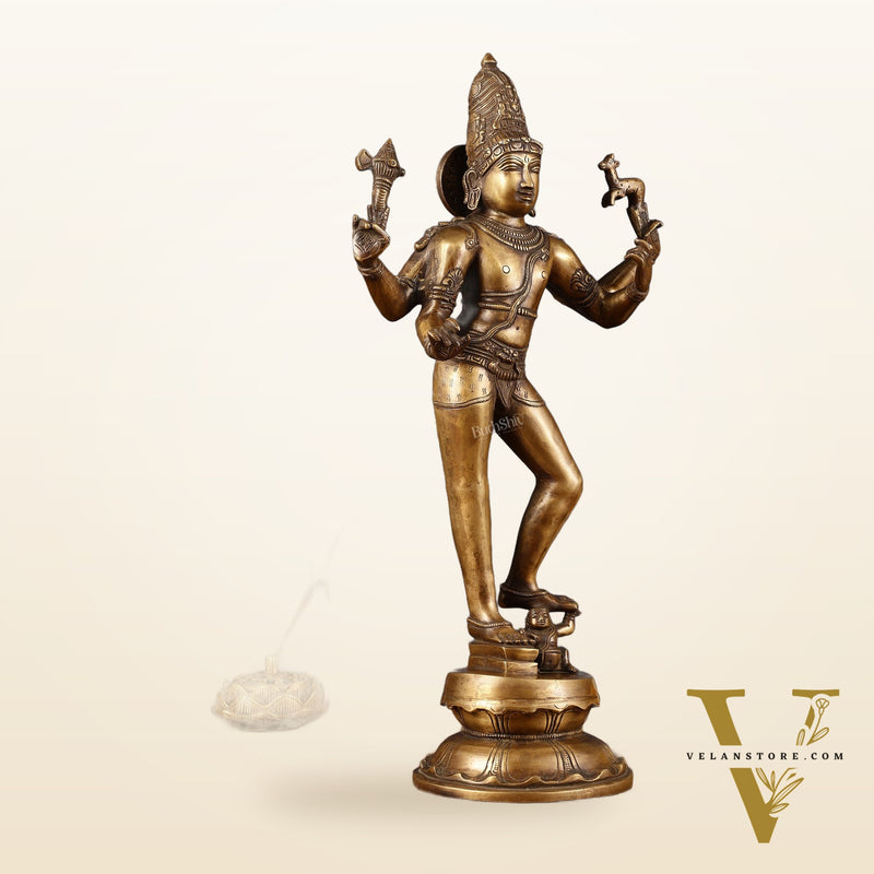 Majestic Brass Pashupatinath  Shiva in Tripurasamhara Form Statue 19"