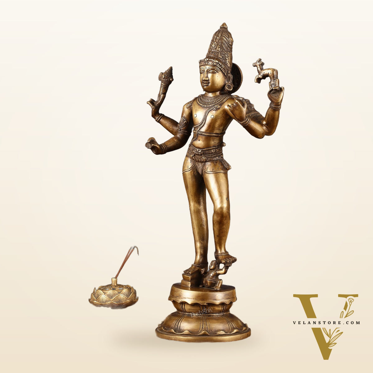 Majestic Brass Pashupatinath  Shiva in Tripurasamhara Form Statue 19"