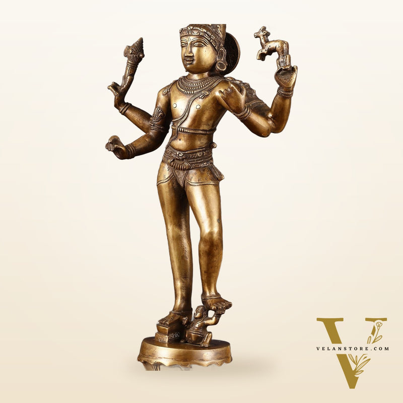 Majestic Brass Pashupatinath  Shiva in Tripurasamhara Form Statue 19"