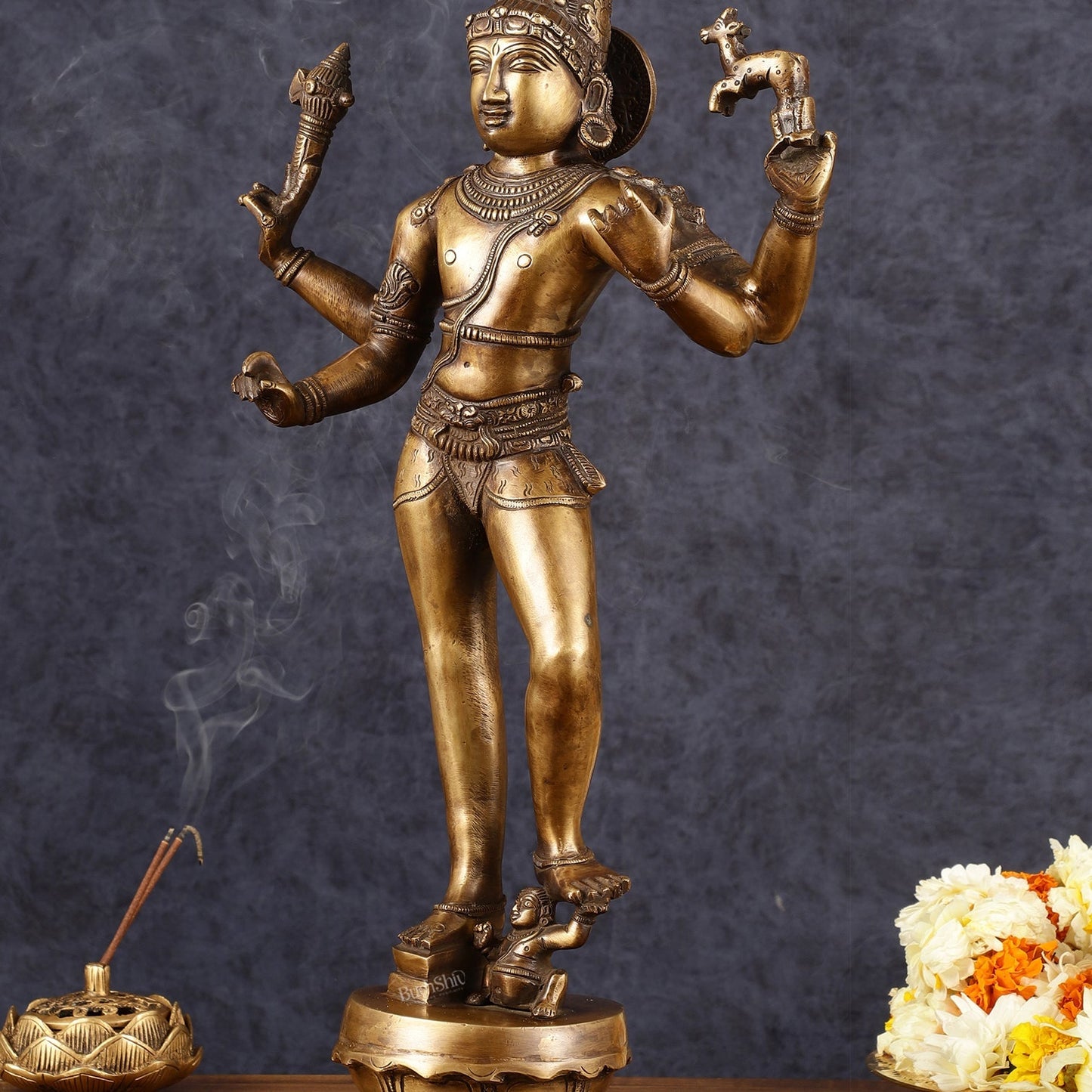 Majestic Brass Pashupatinath  Shiva in Tripurasamhara Form Statue 19"
