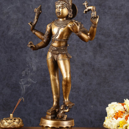 Majestic Brass Pashupatinath  Shiva in Tripurasamhara Form Statue 19"