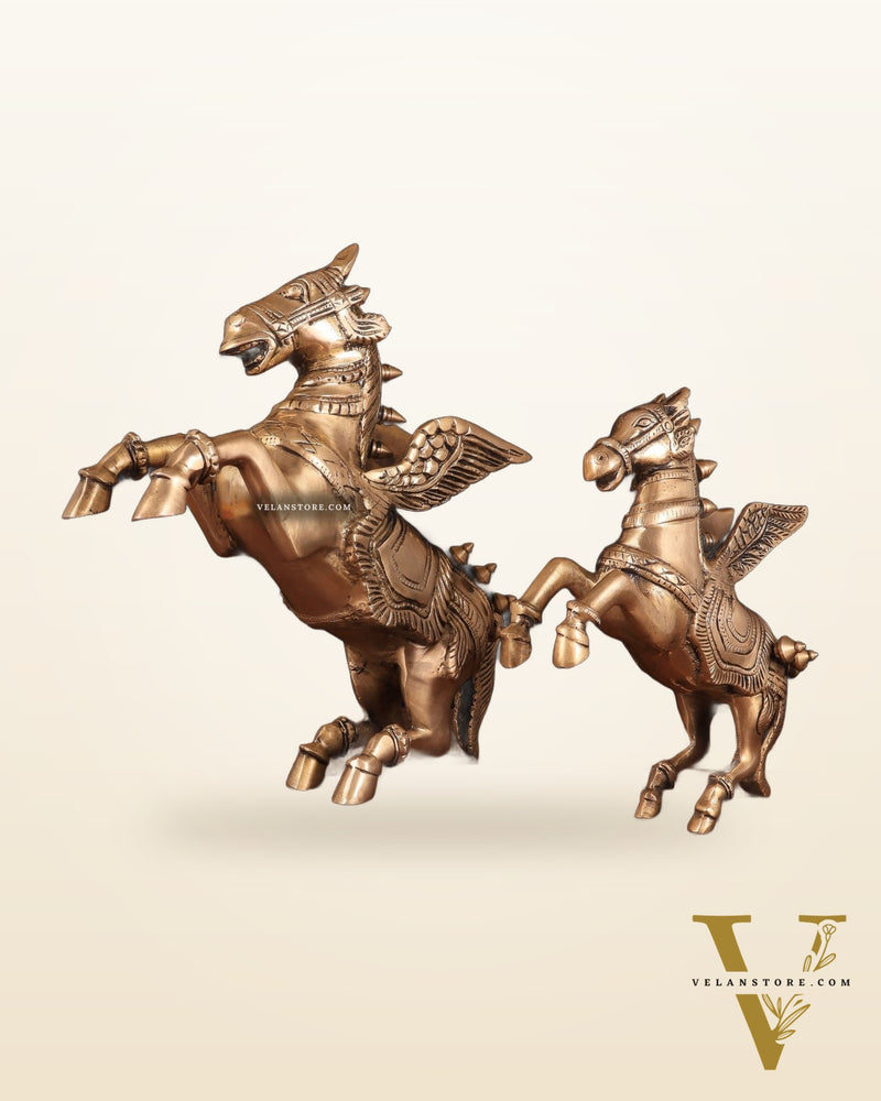 Majestic Brass Pegasus Flying Horse Statue Set – 11.5" & 9" | Father & Son Pair