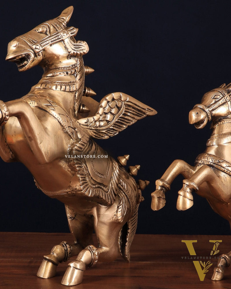 Majestic Brass Pegasus Flying Horse Statue Set – 11.5" & 9" | Father & Son Pair