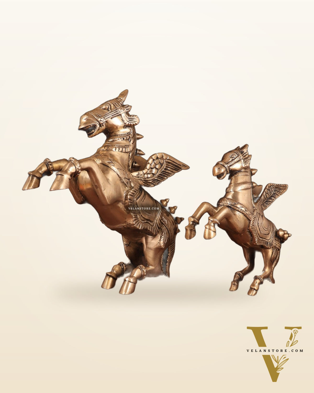 Majestic Brass Pegasus Flying Horse Statue Set – 11.5" & 9" | Father & Son Pair
