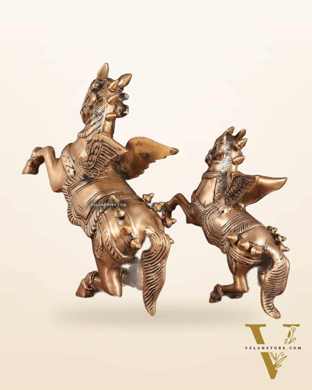 Majestic Brass Pegasus Flying Horse Statue Set – 11.5" & 9" | Father & Son Pair