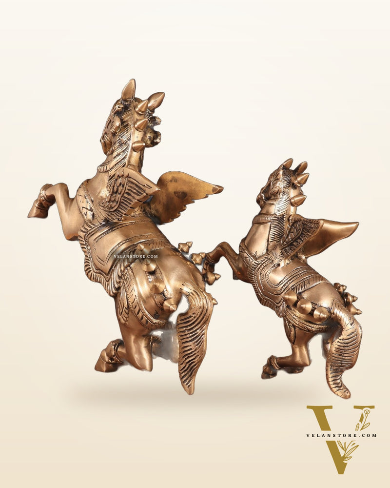 Majestic Brass Pegasus Flying Horse Statue Set – 11.5" & 9" | Father & Son Pair