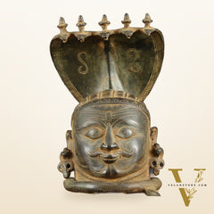 Majestic Brass Shiva with Mukhalingam and Naga Aura Statue – 9.5" Height