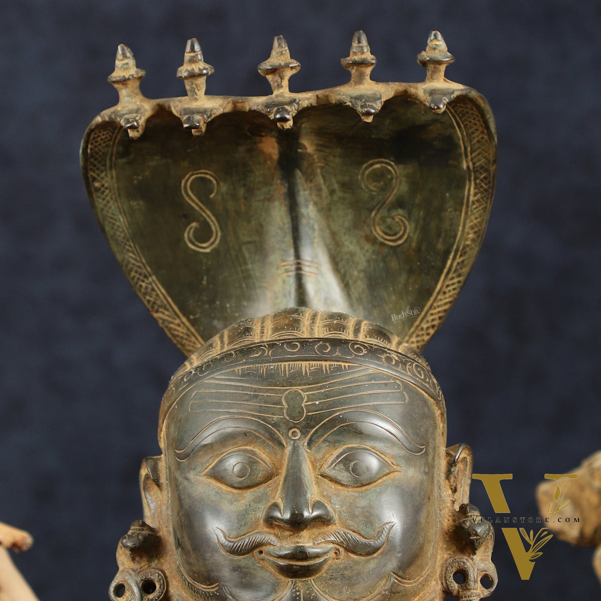 Majestic Brass Shiva with Mukhalingam and Naga Aura Statue – 9.5" Height